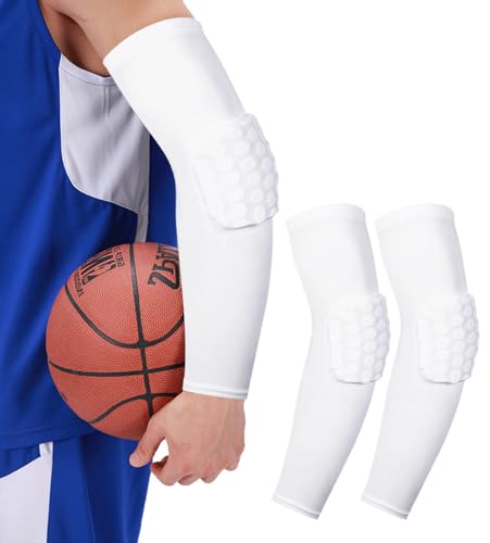 Honeycomb Anti-Collision Padded Arm Sleeves - Large/White, 2 Pack