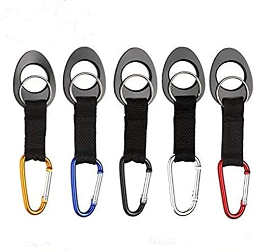 Silicone Water Bottle Holder Hook with Carabiner Clip - 5 Pack