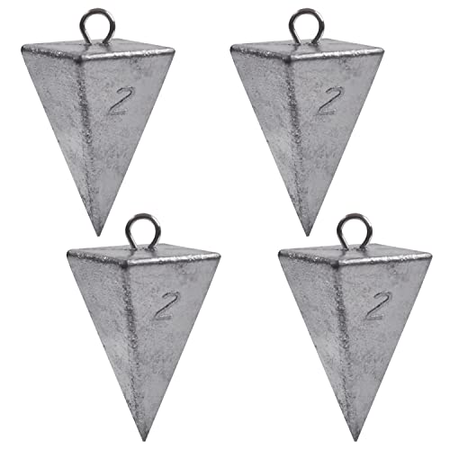 Pyramid Sinkers Fishing Weights - Saltwater 2 Ounce, 4 Pack