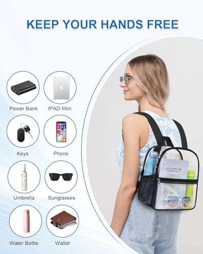 Clear Stadium Backpack - Small, 12x11x6, Black