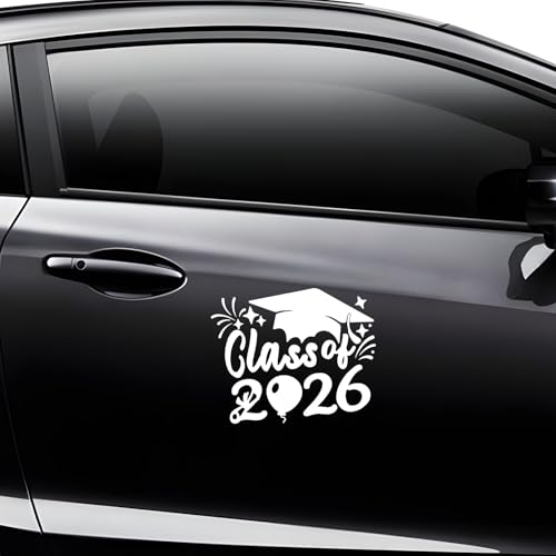 Class of 2026 Graduation Vinyl Car Decal & Hat Sticker Set - White