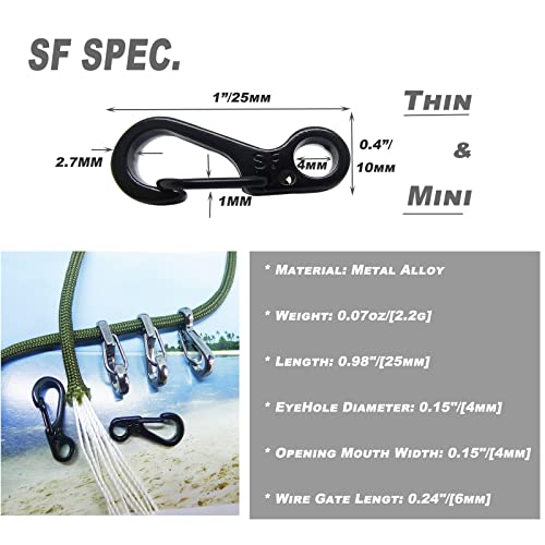 Mini Carabiner Clips - Metal Spring Hook, 12pcs Gun Gray, 1in