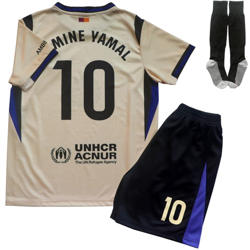 Kids Soccer Jersey Set - Barca #10 Y. 25/26 Away - Cream / 26 (8-9 Years)