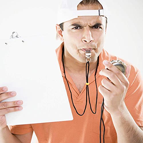 3 Pack Stainless Steel Sports Whistles with Lanyard - Loud Sound