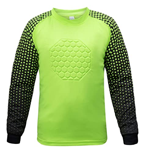 Youth & Adult Soccer Goalkeeper Shirt - Padded Lime Green Goalie Jersey, Small