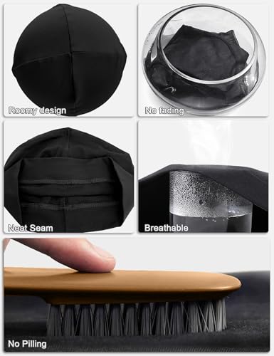 Cotton Skull Cap Beanies - Soft Helmet Liner Sleep Hat, 2pcs Black & White
