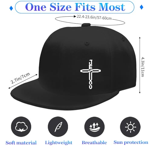 Flat Bill Hats for Men Black Snapback Adjustable Baseball Cap Fitted