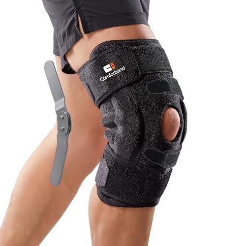 Comforband Adjustable Knee Brace with Dual Side Hinges - Black, L/XL - ACL, PCL, MCL Support, Meniscus Tear, Post-Surgery Recovery