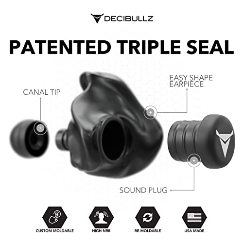 Custom Molded Ear Plugs - 31dB NRR Hearing Protection - Black
