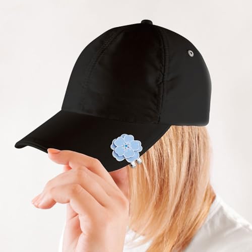 Magnetic Golf Ball Marker with Hat Clip - Blue Flower Design