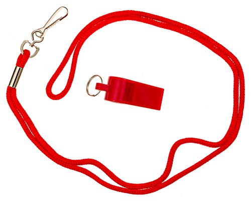 Ultra Loud Lifeguard Pea Whistle with Soft Lanyard - Red
