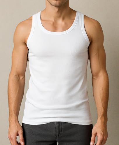 Andrew Scott Men's A-Shirt Tank Top 12 Pack XL White - Cotton Athletic Undershirts