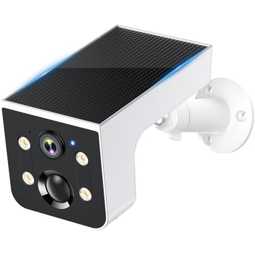 Solar Powered Wireless Outdoor Security Camera: 2K, Color Night Vision, PIR Motion Alerts, IP67, Easy No-Wiring Setup, Long Battery Life, Optional Subscription