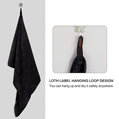 SUNLAND Microfiber Gym & Beach Towels 24x48in Black Pack of 2