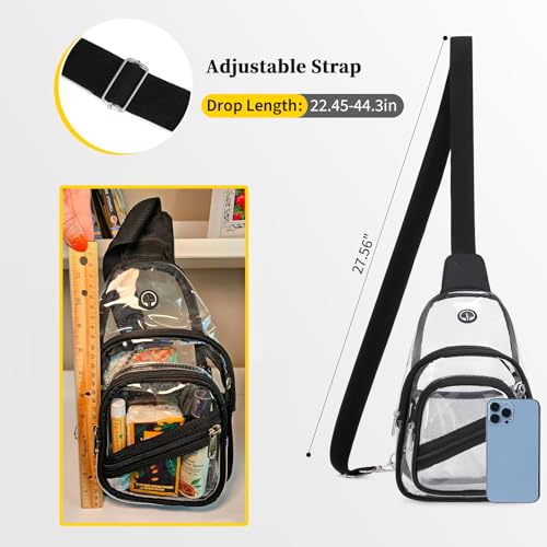 Clear Stadium Event Bag - Waterproof PVC Crossbody Fanny Pack - Black