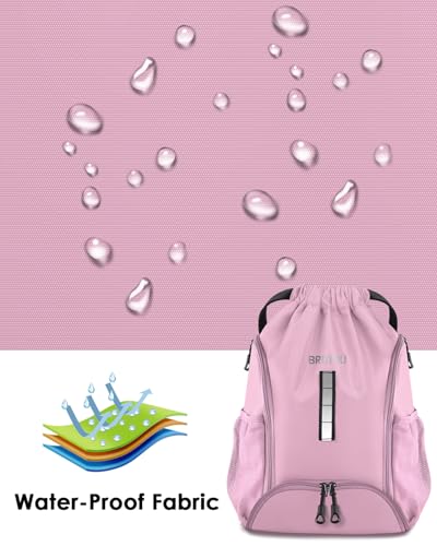 Pink Reflective Soccer Drawstring Backpack with Ball & Shoe Compartments