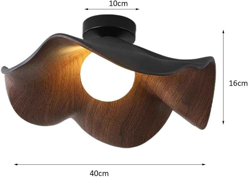 LFKPTAO Modern Simple Lotus Leaf Flower Ceiling Lamp Screw G9 Iron Walnut Grain Bedroom Ceiling Lamp Children's Room Corridor Living Room Balcony Lamp Black