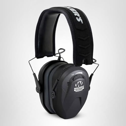 Walker's Razor Compact Electronic Youth/Women's 23dB NRR Noise-Canceling Hunting Gun Range Shooting Hearing Protection Muff, 2 AAA Batteries Included
