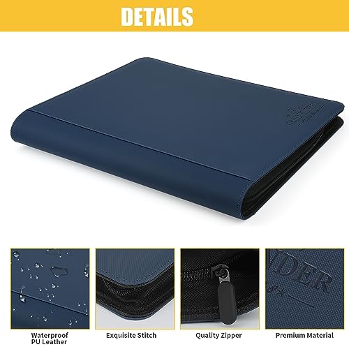 CARDBINDER Blue 4-Pocket Toploader Card Binder for 3x4 Cards, Holds 128 Cards