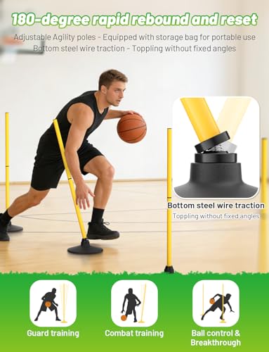 Agility Training Poles 4 Pack - 50 Inch High-Visibility Soccer Equipment
