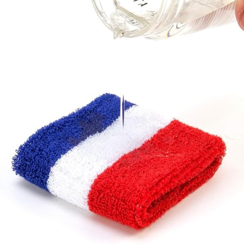 Colorful Striped Sweatband Set - Headband & Wristbands - Red, White & Blue