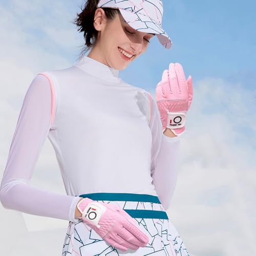 Pink Women's Golf Glove Left Hand Medium FINGER TEN - Stylish & Breathable