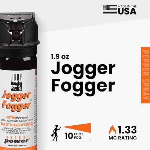 UDAP Pepper Power Jogger Fogger OC Compact Self Defense Pepper Spray with Holster, Clip and Mini Keychain, Travel Size for Runners, PSD, 5 Piece Pack