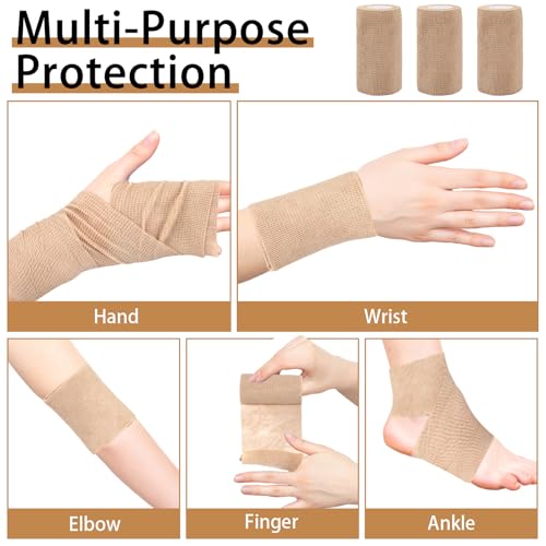 Self-Adhesive Elastic Bandage Wrap - 4 in x 5 yd, 6 Rolls