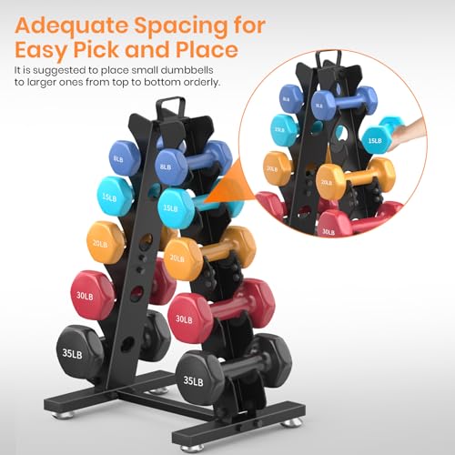5-Tier Dumbbell Rack for Home Gym - Black A-Frame Stand Only