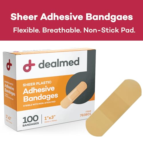 Sheer Plastic Adhesive Bandages - Flexible Wound Care - 1x3 in - 100 Count