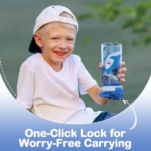 16 oz Kids Water Bottle with Straw - Shark Design