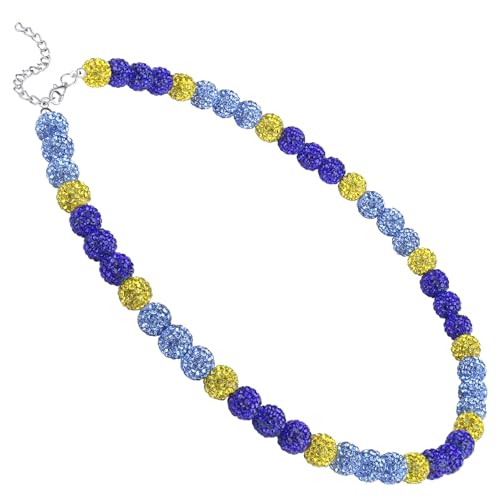 Beaded Baseball Necklace - 16-20in Ice Blue/Yellow/Blue