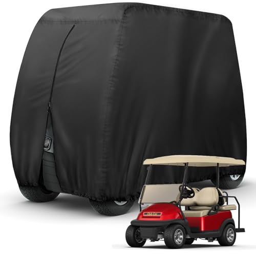 Golf Cart Cover for 4 Passenger Carts - Black, Heavy Duty Waterproof