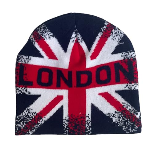 BAIMORE UK Union Jack Knitted Wool Hat Beanie for Men Women One Size / 1red