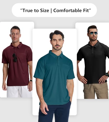 Men's Polo Shirts 7 Pack - Moisture-Wicking Short Sleeve Outdoor Golf & Athletic Shirts