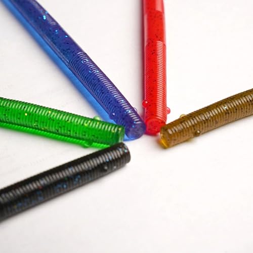 5" Soft Plastic Stick Worms for Bass Fishing - Pumpkin, 10 Pack