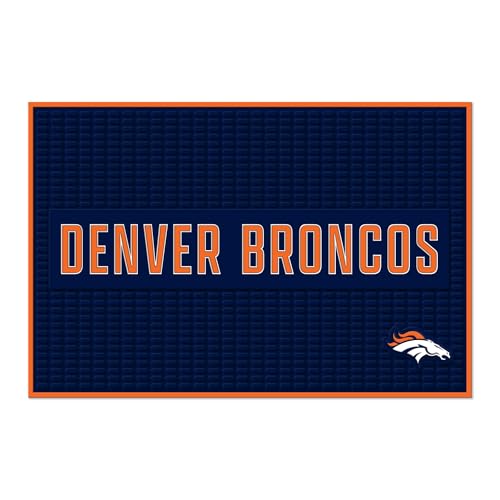 Denver Broncos NFL 12x18 PVC Heavy Duty Bar Mat - Home & Kitchen Decor