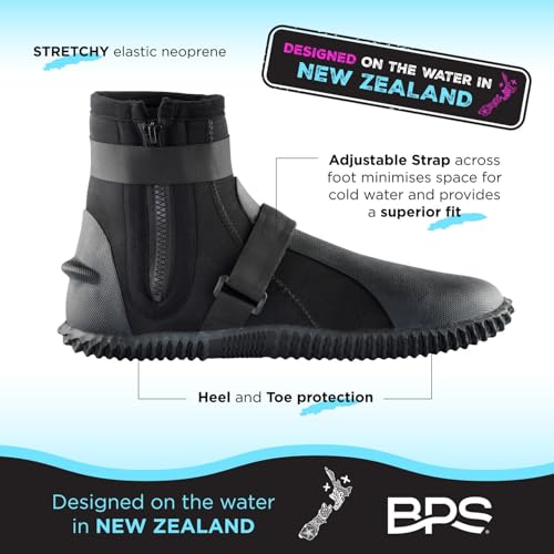 BPS 7mm/5mm/3mm Neoprene Dive Boots with Anti-Slip Hard Sole for Water Sports - Men & Women