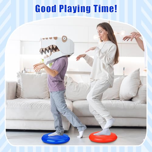 Wobble Cushion Set - 2 Inflatable Balance Discs with Pump - Blue & Red