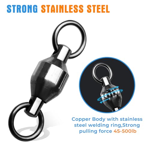 20PCS Stainless Steel Ball Bearing Fishing Swivels - High Strength