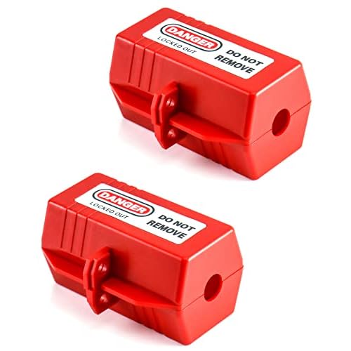 QWORK Polypropylene Plug Lockout Device for Lock Out Tag Out, Power Plug Lock Out, M Size - 110 to 125V 30A, 2 Pack