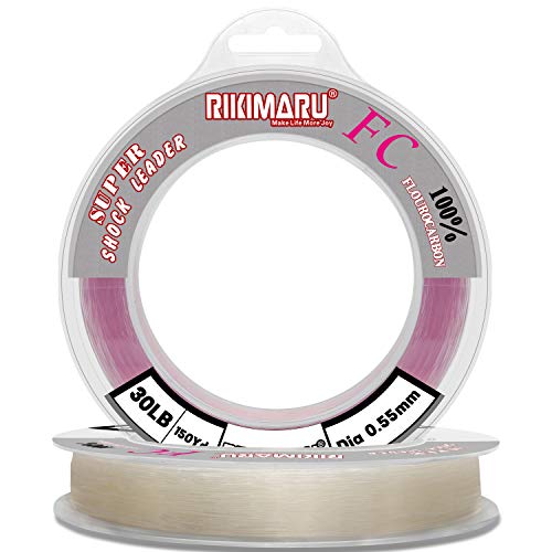 Rikimaru Fluorocarbon Fishing Line 50Yards 20LB Clear Shock Resistant Sink Faster