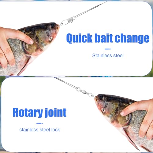 30pcs Stainless Steel Fishing Leaders - 11.22 Inch Swivel Lines for Saltwater & Freshwater