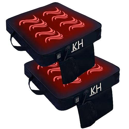 KIMI HOUSE Heated Stadium Seat Cushion 2 Pack | Extra Thick Waterproof Bleacher Chair Pad