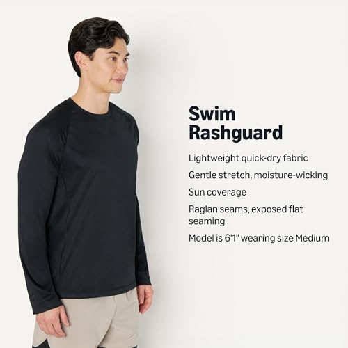 Men's Long-Sleeve Quick-Dry UPF 50 Swim Tee - Small / Black