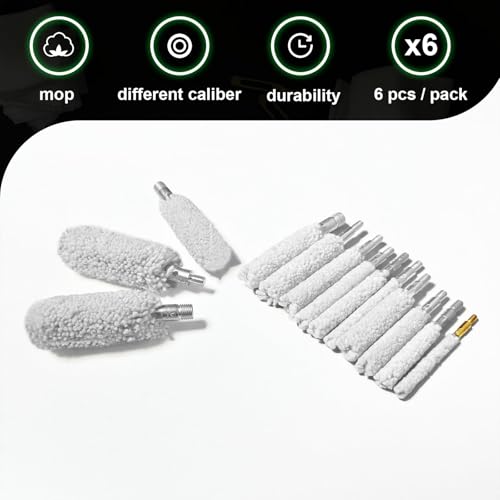 30 Caliber Gun Cleaning Brushes - 6 Piece Cotton Mop Set