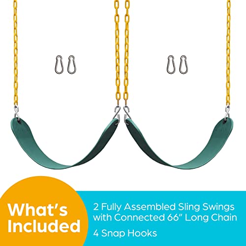 Green Jungle Gym Kingdom Swing Set Replacement Kit with Heavy Duty Chains - 2 Pack