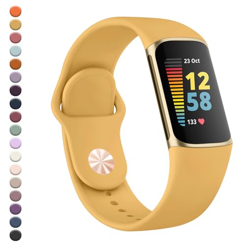 Silicone Sport Band for Fitbit Charge 6 - Yellow Replacement Strap