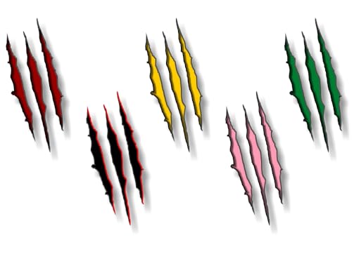 Ripped Claw Marks Vinyl Decals - Red 9" Dinosaur Monster Set