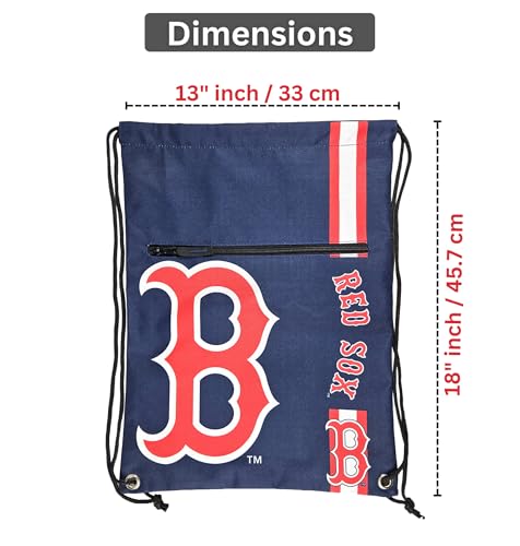 Boston Red Sox Drawstring Gym Bag with Zip Pocket - Durable Nylon